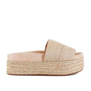 NWT Gold tan Platform espadrille slides